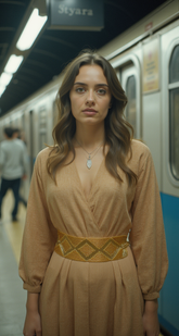 Women Tie Fashion Belt Yellow Gold Beads Wrap Around Hip High Waist Adjustable Size Band M L